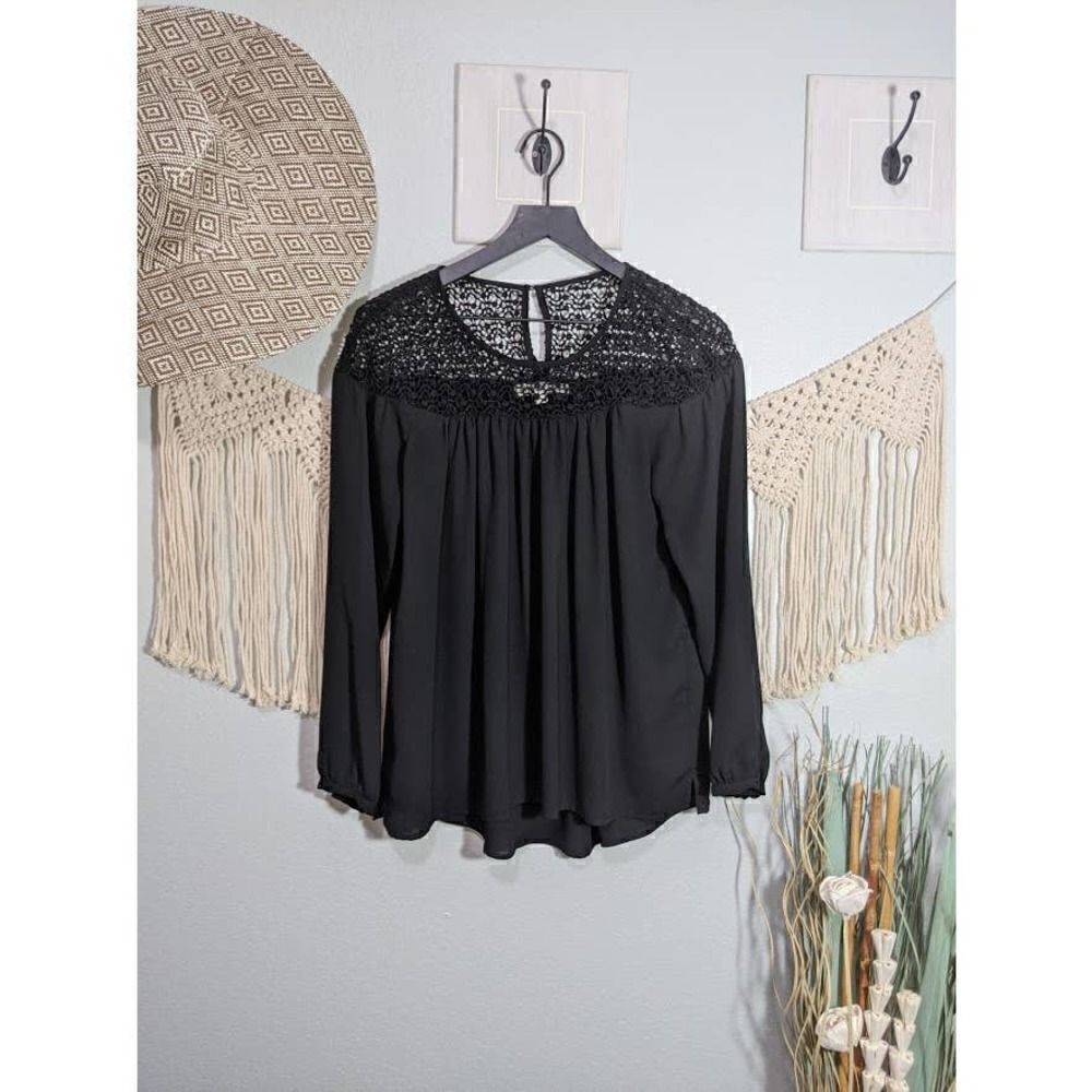 Loft Black Lace Detail Top